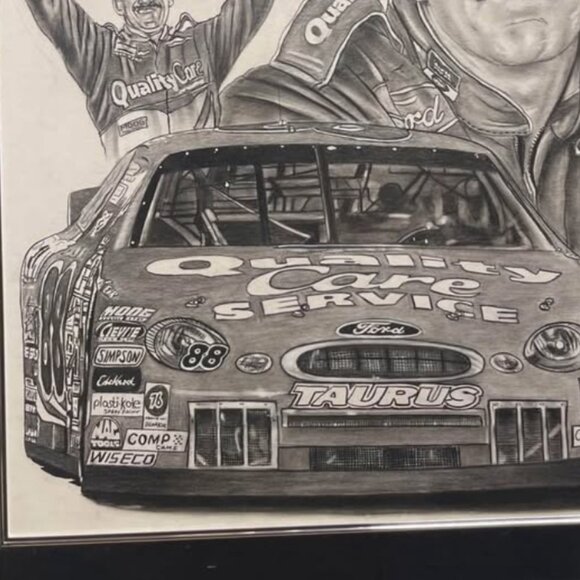 Dale Jarrett original charcoal drawing by Robert Stephen Simon 2000 (29.5x25) - Picture 4 of 5